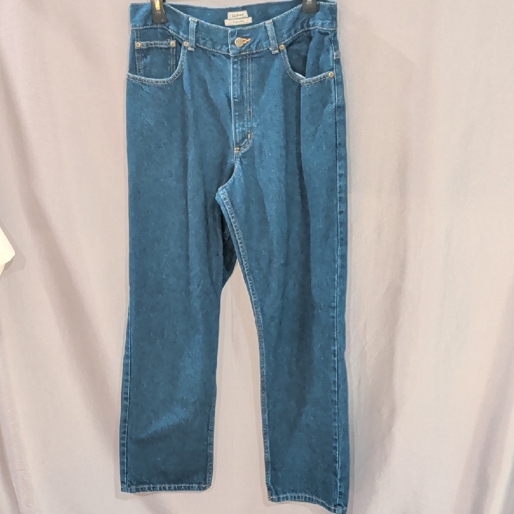📏L.L. Bean Original Straight Blue Jeans 12